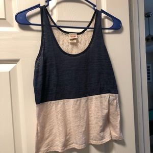 Crop top tank with crochet back. Size medium